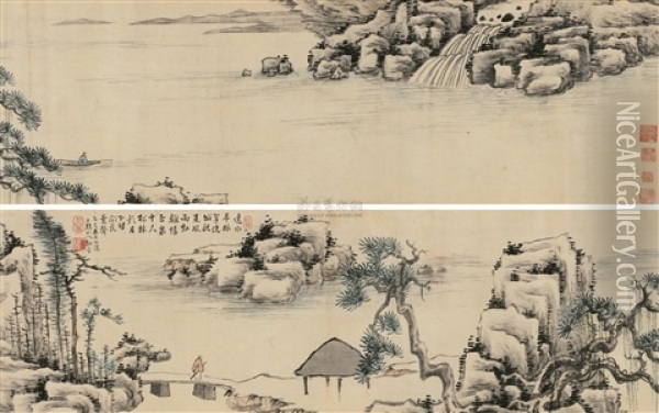 Fishing In Autumn River Oil Painting -  Li Jian