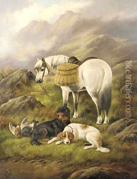 Setters and a pony with the day's bag Oil Painting - John Gifford