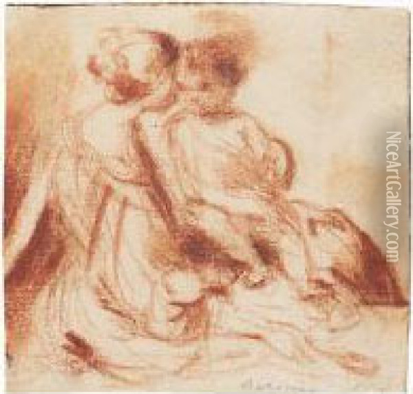 Study Of A Seated Woman With A Child In Her Lap Oil Painting - Bartolomeo Schedoni