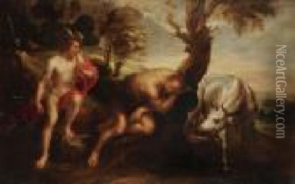 Mercurius And Argos In A Landscape Oil Painting - Peter Paul Rubens