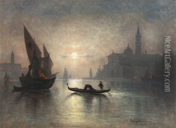 Venedig Bei Vollmond Oil Painting - Karl Heilmayer