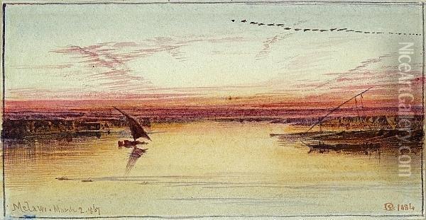 Melawi In The Nile Valley Oil Painting - Edward Lear