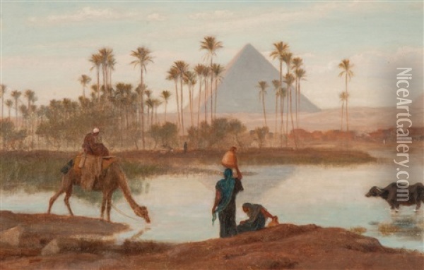 Along The Banks Of The Nile River Oil Painting - Frederick Goodall