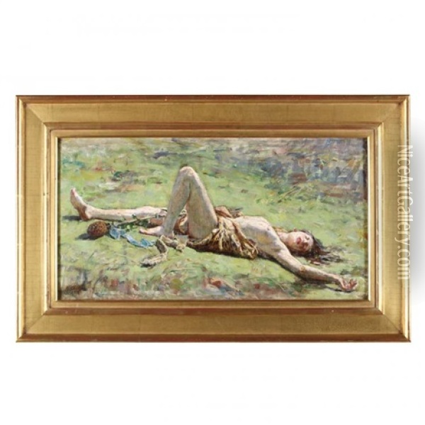 Sleeping Maenad Oil Painting - Alexandre Jacques Chantron