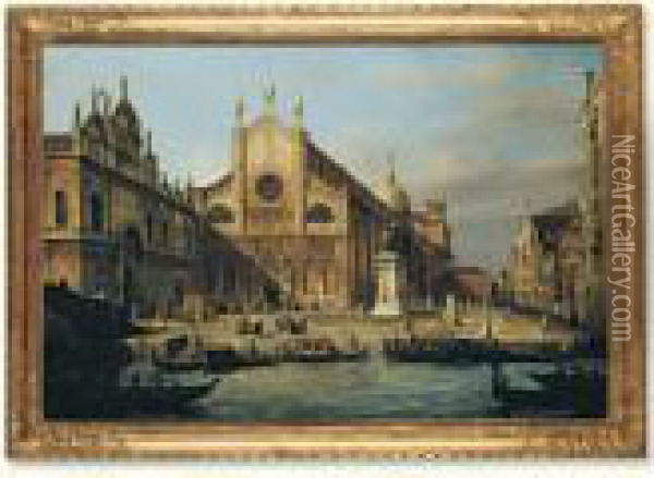 The Church Of Ss. Giovanni E Paolo, With The Colleoni Monument, Venice Oil Painting - Francesco Zanin