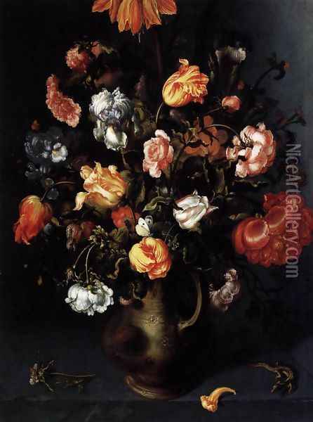 A Vase with Flowers 1613 Oil Painting - Jacob Woutersz Vosmaer