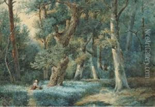 Gathering Wood In The Forest Oil Painting - Jan Evert Morel