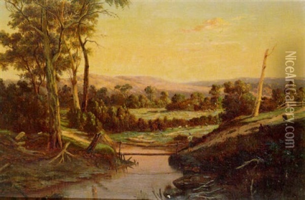 Diamond Creek, Victoria Oil Painting - Henricus Leonardus Van Den Houten