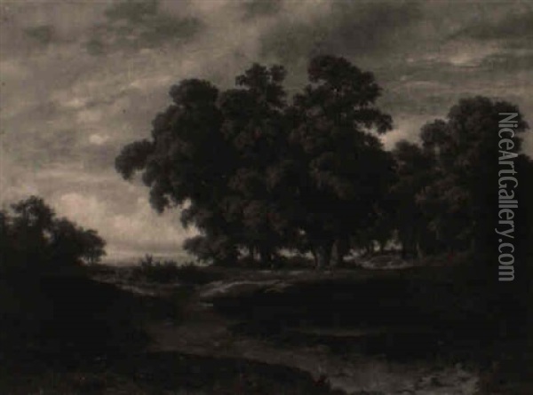 Waldlandschaft In Der Umgebung Von Evian Oil Painting - Jean Philippe George-Julliard