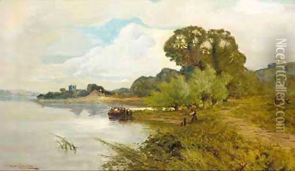 Mooring On The River Oil Painting - Harry Pennell