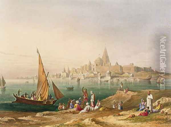 The Sacred Town and Temples of Dwarka Oil Painting - Grindlay, Captain Robert M.