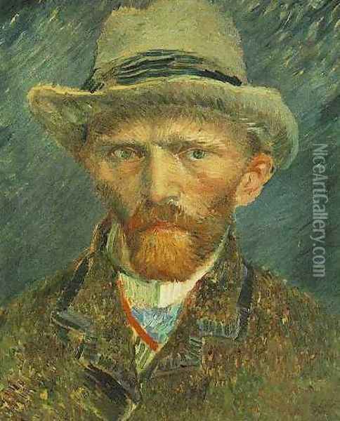 Self Portrait With Grey Felt Hat Oil Painting - Vincent Van Gogh