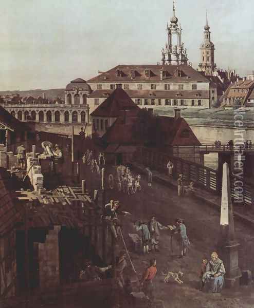 View of Dresden, the fortress plants in Dresden, fortified with trenches bridge between Wilschen gate pillar and pos 2 Oil Painting - (Giovanni Antonio Canal) Canaletto