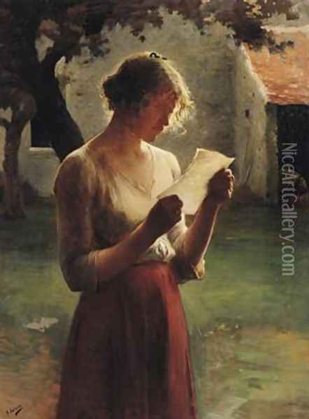 The Letter Oil Painting - Henri Lerolle