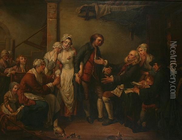 'l'accordee De Village' Oil Painting - Jean Baptiste Greuze