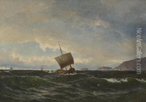 Sognejekt Pa Fremfjorden Oil Painting - Jacob A. Julius Holck