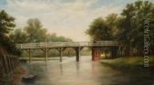 Figure On A Bridge Oil Painting - George A. Boyle