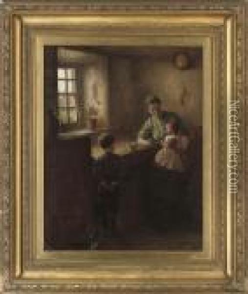 Feeding The Baby Oil Painting - Robert Gemmell Hutchison