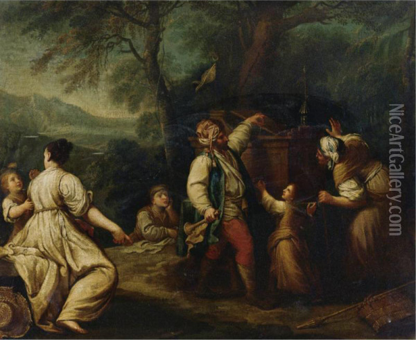 Peasants Merrymaking In A Clearing Oil Painting - Stefano Ghirardini