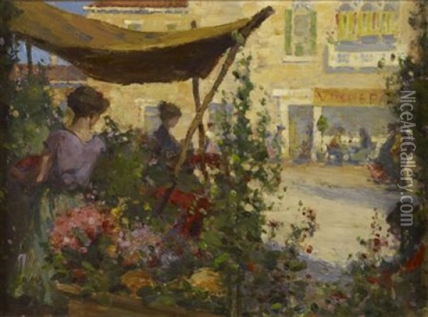 The Flower Seller Oil Painting - John Munnoch