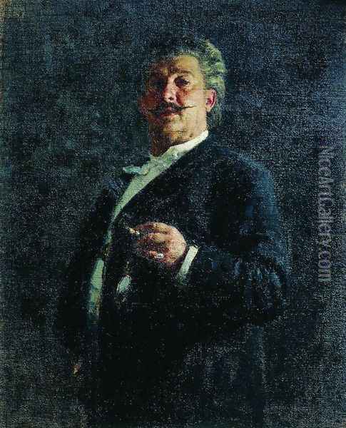 Portrait of painter and sculptor Mikhail Osipovich Mikeshin Oil Painting - Ilya Efimovich Efimovich Repin