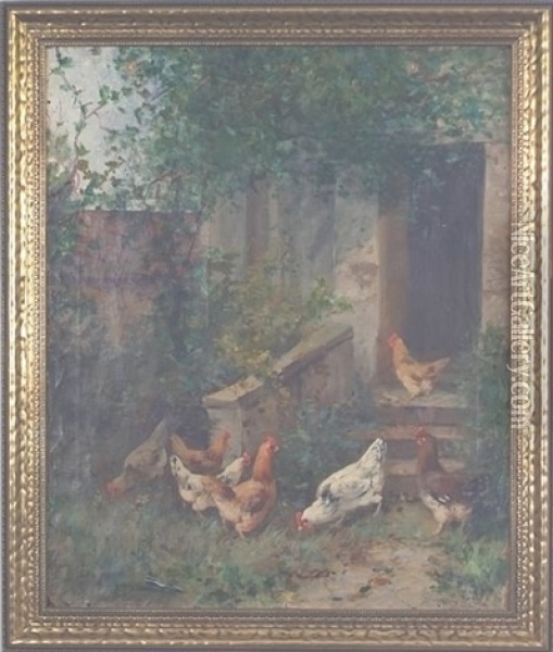 Chickens Oil Painting - William Henry Hilliard