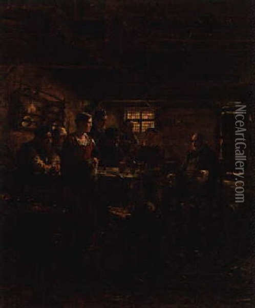 In The Tavern Oil Painting - Carl Kricheldorf