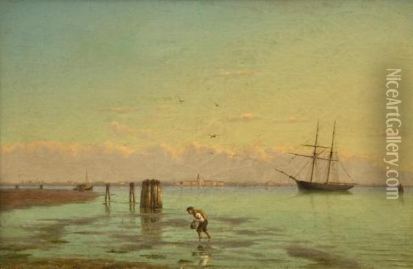 Venezia, Pescatore Di Molluschi Nella Laguna Oil Painting - Pietro Galter