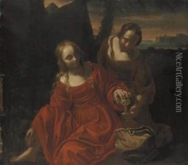 Judith Preparing Herself To Meet Holofernes Oil Painting - Reyer Van Blommendae