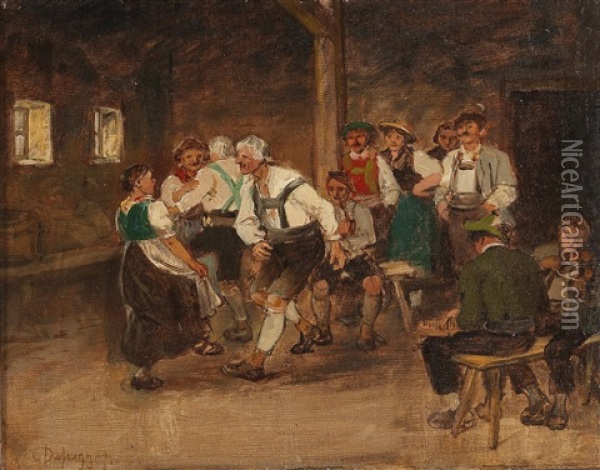 Dance On The Alm Oil Painting - Franz Von Defregger