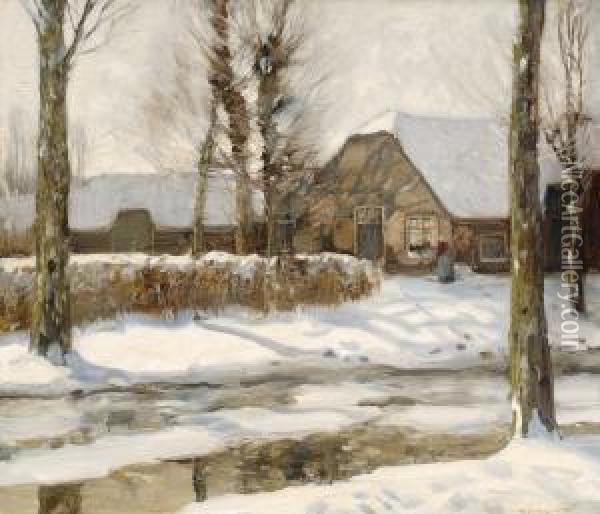 Winter Landscape In Laren Oil Painting - Louis Willem Van Soest