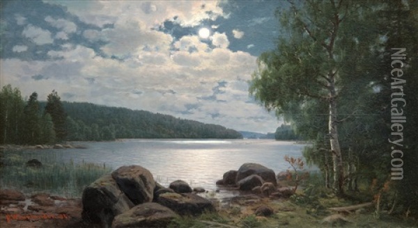 Moonlight Oil Painting - Johan Fridolf Weurlander