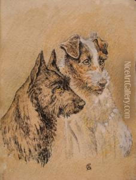 A Pair Of Terriers Oil Painting - Cecil Charles Aldin