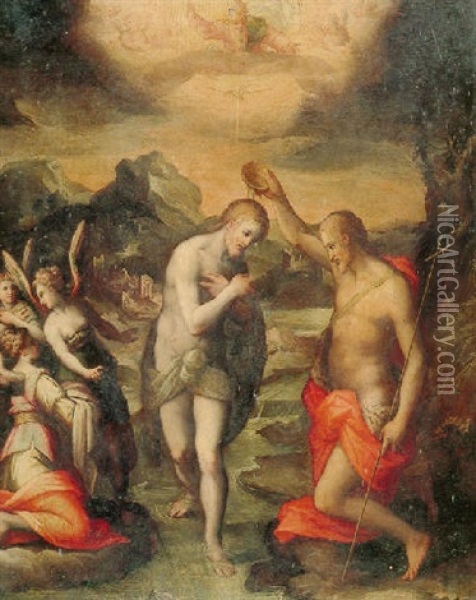 The Baptism Of Christ Oil Painting - Giovanni (Il Cosci) Balducci