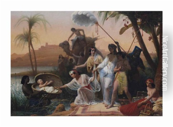 The Finding Of Moses Oil Painting - Heinrich Frederic Schopin