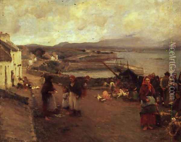 A Connemara Village - The Way To The Harbour, 1898 Oil Painting - Walter Frederick Osborne
