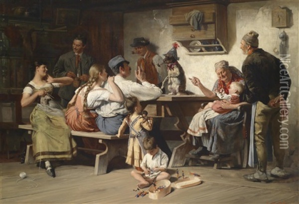 Der Unterricht Oil Painting - Karl Pippich