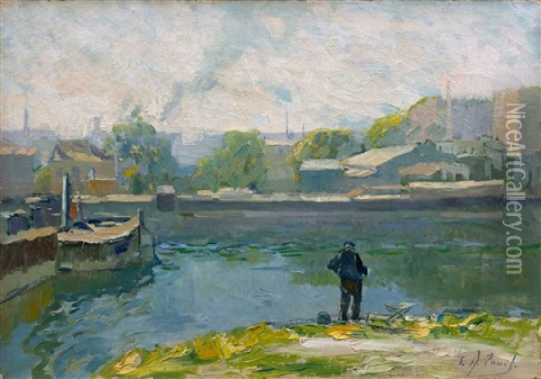 Paysage De Bord De Seine Oil Painting - Elie Anatole Pavil