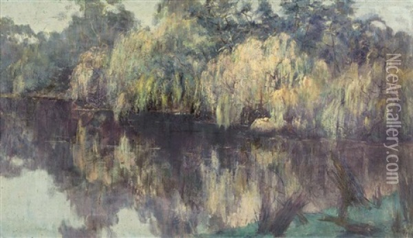 Riverbend Reflections Oil Painting - Clara Southern