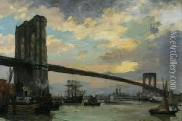 The Brooklyn Bridge Oil Painting - Emile Renouf