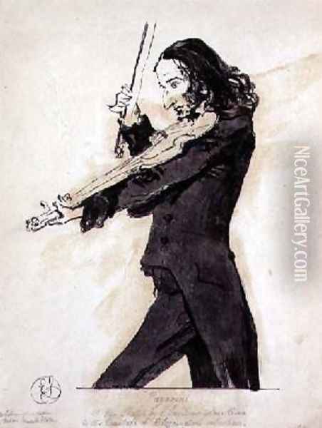 Niccolo Paganini 1782-1840 Playing the Violin Oil Painting - Sir Edwin Henry Landseer