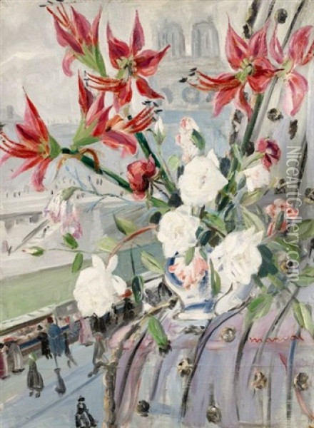 Fleurs Devant Notre-dame Oil Painting - Jacqueline Marval