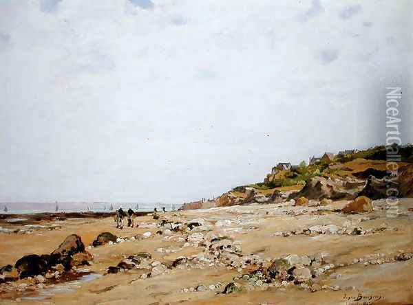 The Beach at Villerville, 1887 Oil Painting - Eugene Bourgeois