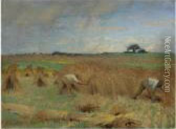 Reapers Oil Painting - George Clausen