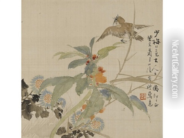 Bird And Flowers Oil Painting -  Yu Li