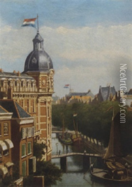 Doelenhotel, Amsterdam Oil Painting - Maurits Monnickendam