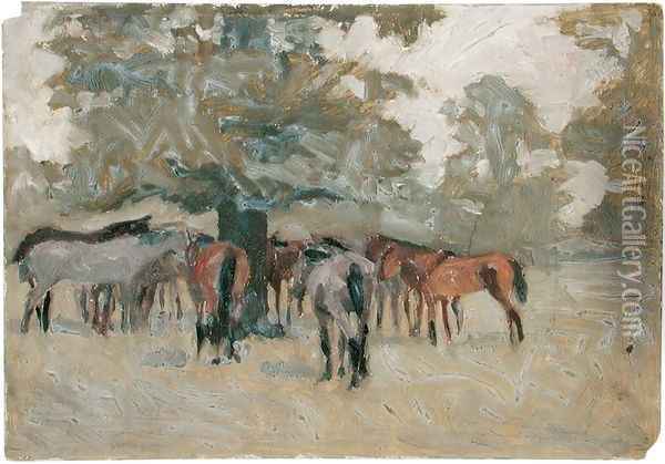 Horses Beneath a Tree Oil Painting - Arthur Rackham