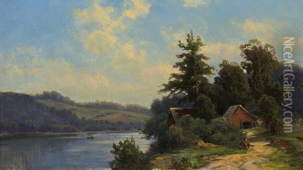 Summer Day By The River Oil Painting - Carl Weber