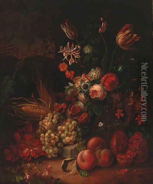 Flowers Oil Painting - Abraham Mignon