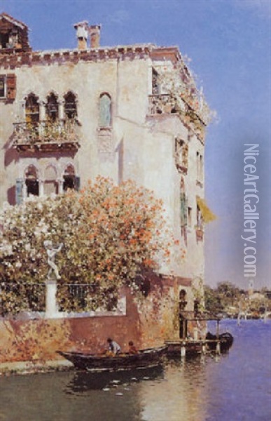 Villa On The Canal Oil Painting - Martin Rico y Ortega